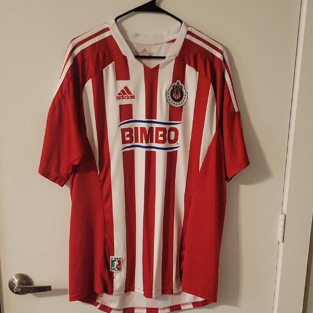 adidas Red & White Striped Club Soccer Jersey